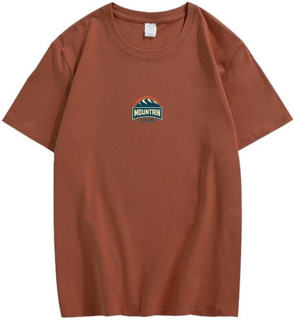 CORIRESHA Camiseta unisex de algodón holgada de manga corta con cuello redondo y gráfico de montaña retro