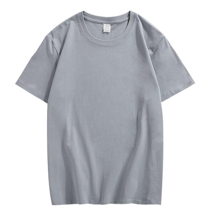 CORIRESHA Unisex Back Letter Print Casual Crewneck Short Sleeve Loose Summer T-Shirt