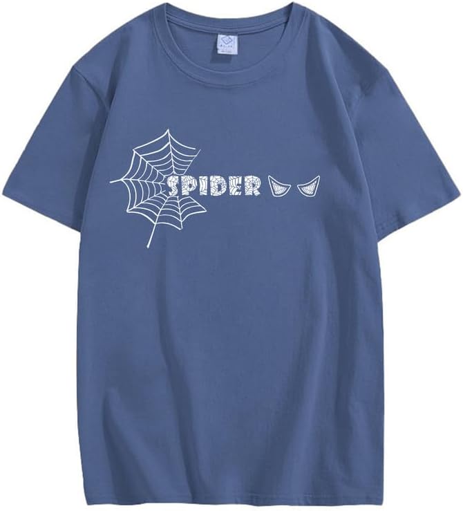 CORIRESHA Y2K Spider Web Camiseta cuello redondo manga corta casual Halloween ropa