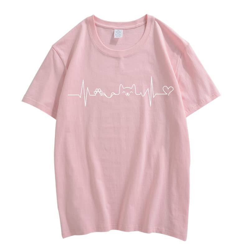 CORIRESHA Camisetas divertidas para amantes de los gatos con latido del corazón para adolescentes