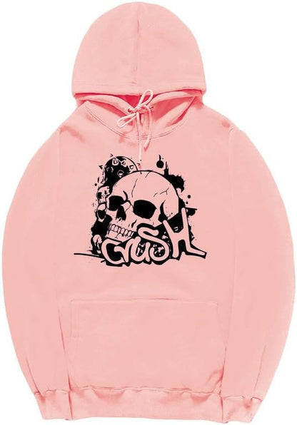 CORIRESHA Sudadera unisex con capucha de calavera de manga larga con cordón y bolsillo canguro Y2K para Halloween