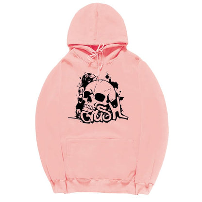 CORIRESHA Sudadera unisex con capucha de calavera de manga larga con cordón y bolsillo canguro Y2K para Halloween