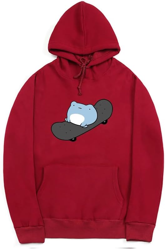 CORIRESHA Sudadera con capucha de rana linda adolescente de manga larga con cordón de algodón para monopatín