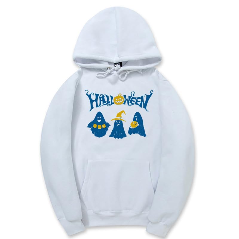 CORIRESHA Sudadera con capucha de fantasma de Halloween, sudadera gótica Harajuku de manga larga con bolsillo con cordón, unisex