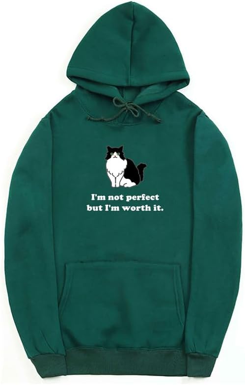 CORIRESHA Sudadera unisex con capucha de gato lindo casual de manga larga con cordón de algodón personalizada