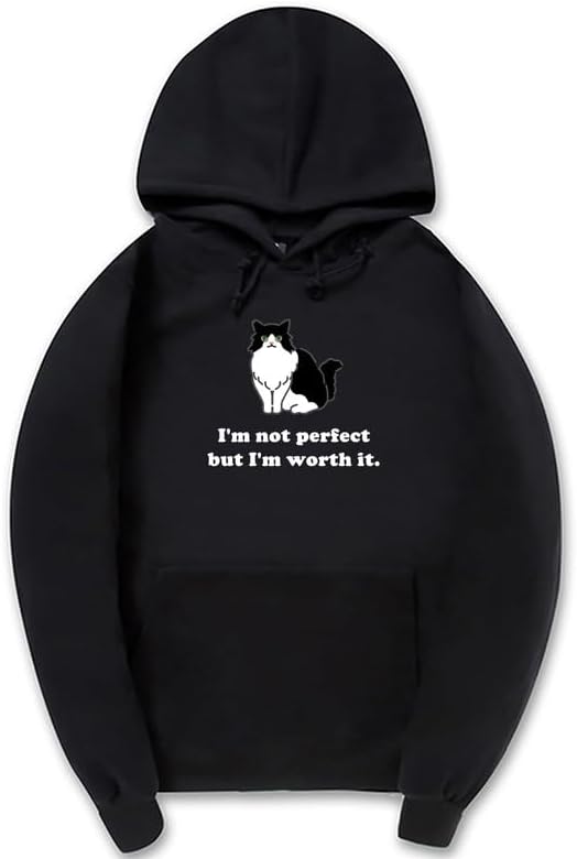 CORIRESHA Sudadera unisex con capucha de gato lindo casual de manga larga con cordón de algodón personalizada