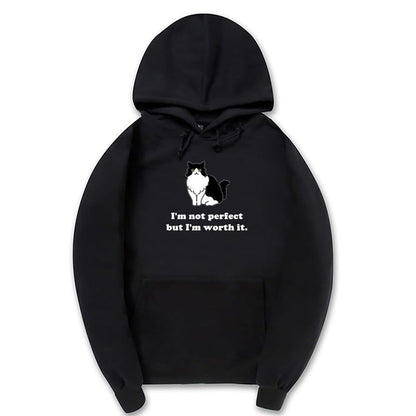 CORIRESHA Sudadera unisex con capucha de gato lindo casual de manga larga con cordón de algodón personalizada