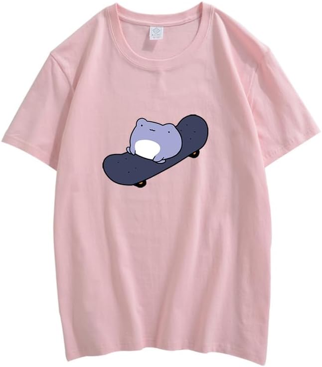 CORIRESHA Camiseta básica de verano con cuello redondo y manga corta para mujer