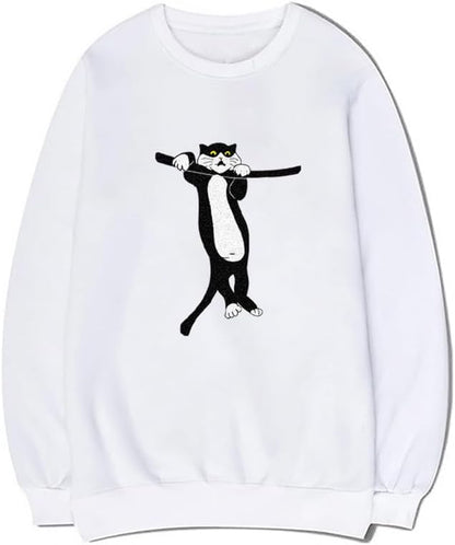 CORIRESHA Unisex Cat Lovers Sweatshirt Crewneck Long Sleeves Casual Cozy Cute Pullover