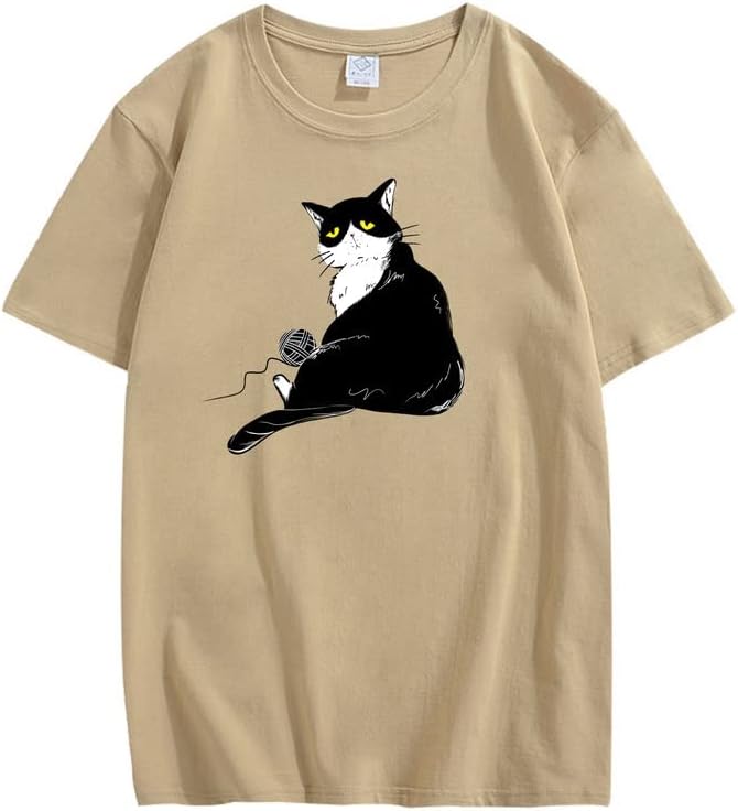 CORIRESHA Camiseta holgada de algodón con cuello redondo y manga corta para adolescente