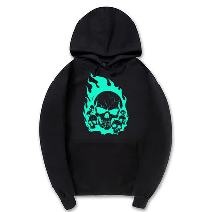CORIRESHA Sudadera con capucha de calavera de Halloween para adolescentes, manga larga, con cordón, Y2K, estética, llama