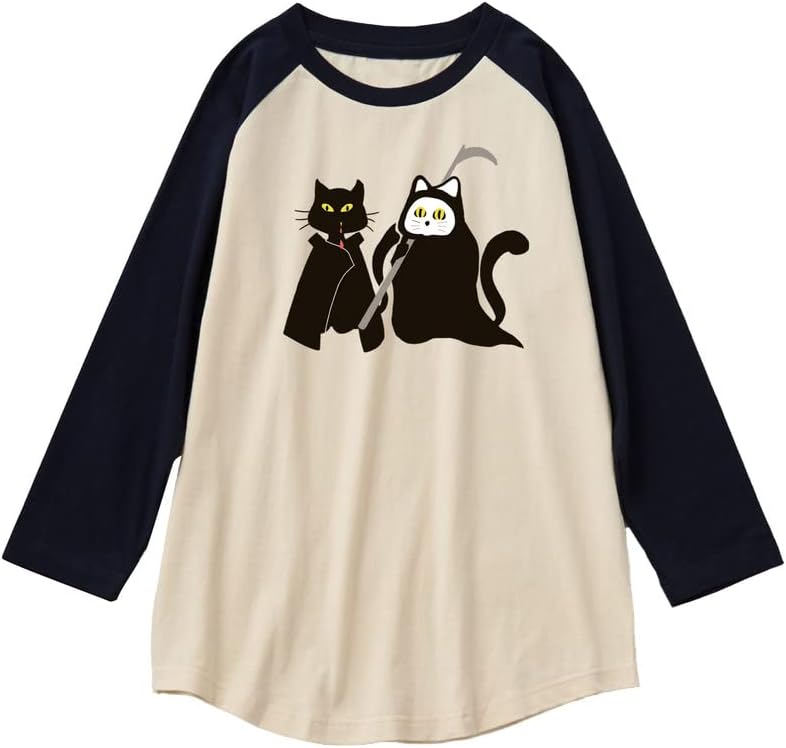 CORIRESHA Camiseta de manga raglán con diseño de gato fantasma y ropa de Halloween para adolescentes