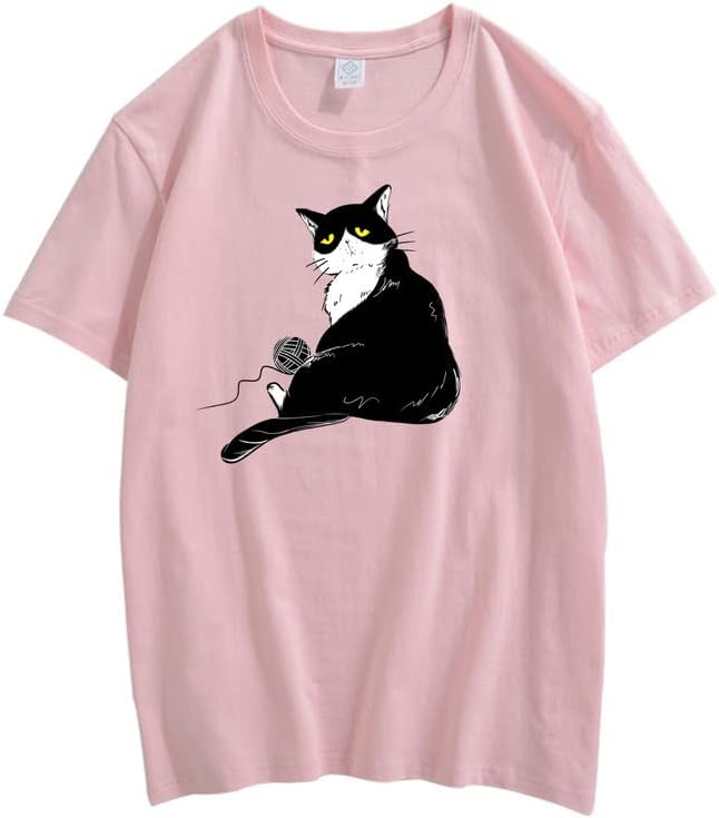 CORIRESHA Camiseta holgada de algodón con cuello redondo y manga corta para adolescente