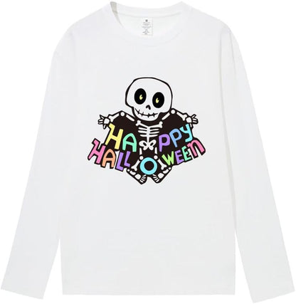 CORIRESHA Women's Skull T-Shirt Crewneck Long Sleeves Y2k Aesthetics Halloween Costumes