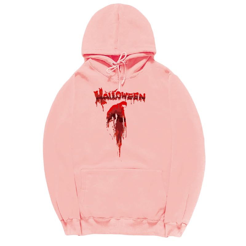 CORIRESHA Unisex Blood Print Hoodie Casual Long Sleeve Drawstring Halloween Sweatshirt