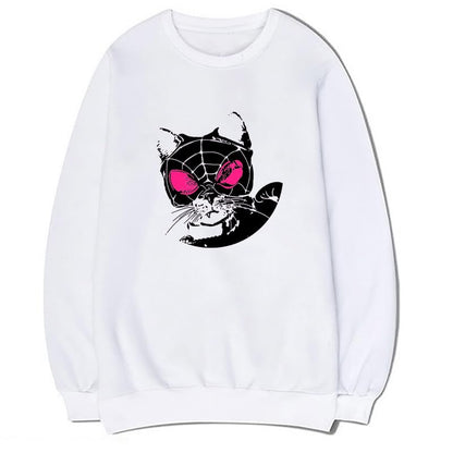 CORIRESHA Sudadera casual Y2K con diseño de telaraña para amantes de los gatos, cuello redondo, manga larga, para mujer