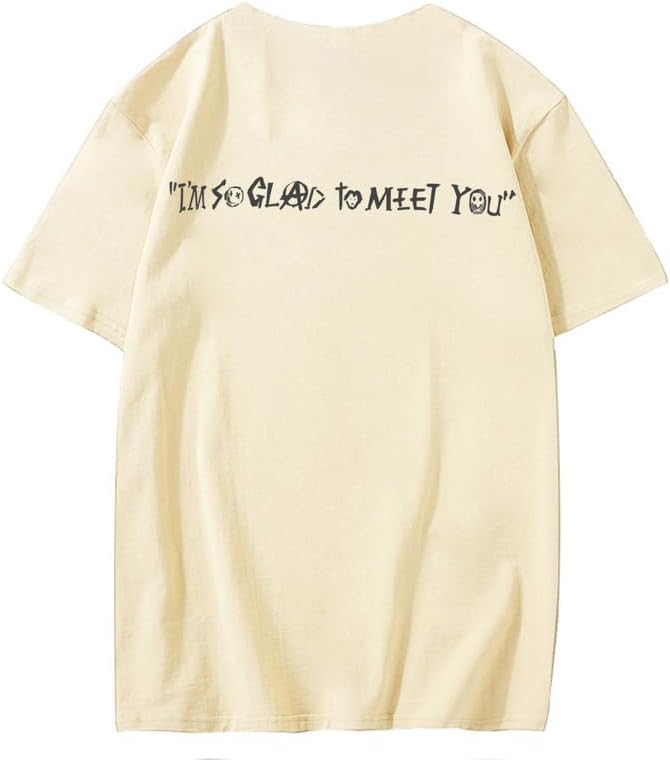 CORIRESHA Camiseta holgada de verano de manga corta con cuello redondo y estampado de letras en la espalda unisex