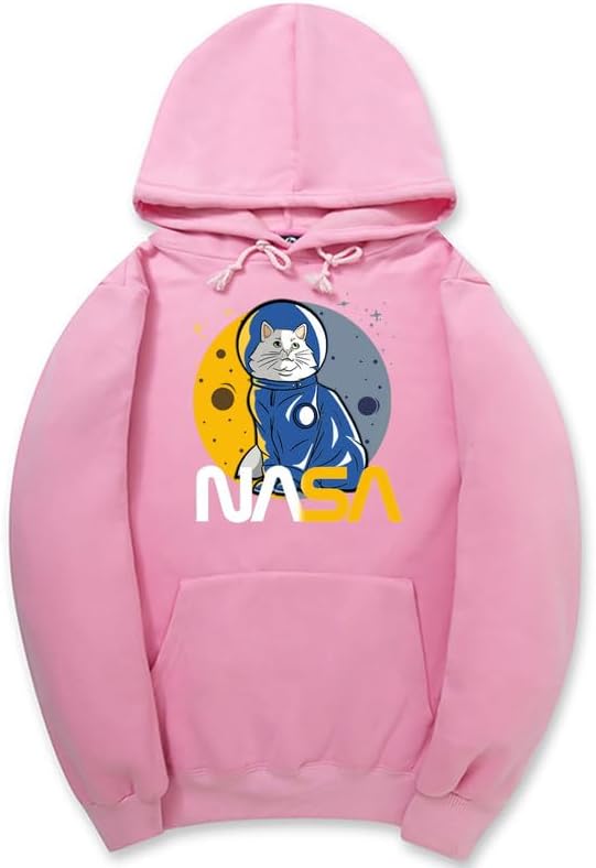 CORIRESHA Teen's Astronaut NASA Hoodie Casual Long Sleeve Drawstring Cat Sweatshirt