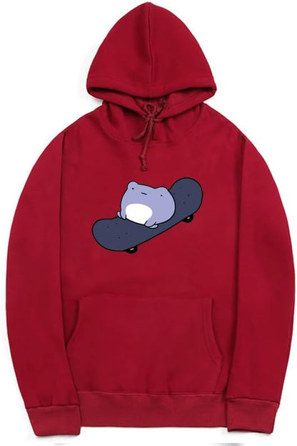 CORIRESHA Sudadera con capucha de rana linda para niñas adolescentes, manga larga, con cordón, para monopatín, Kawaii