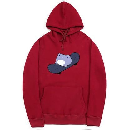 CORIRESHA Sudadera con capucha de rana linda para niñas adolescentes, manga larga, con cordón, para monopatín, Kawaii