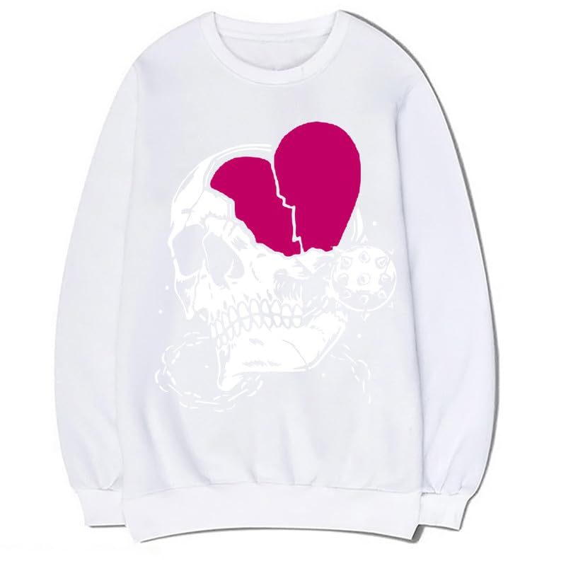 CORIRESHA Adolescente Casual Halloween Calavera Cuello Redondo Manga Larga Lindo Corazón Sudadera