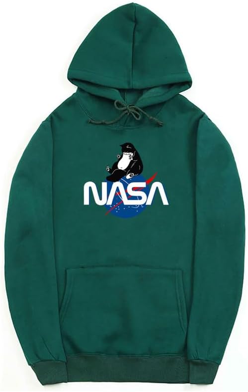 CORIRESHA Fashion NASA Print Hoodie Long Sleeve Drawstring Kangaroo Pocket Cat Sweatshirt