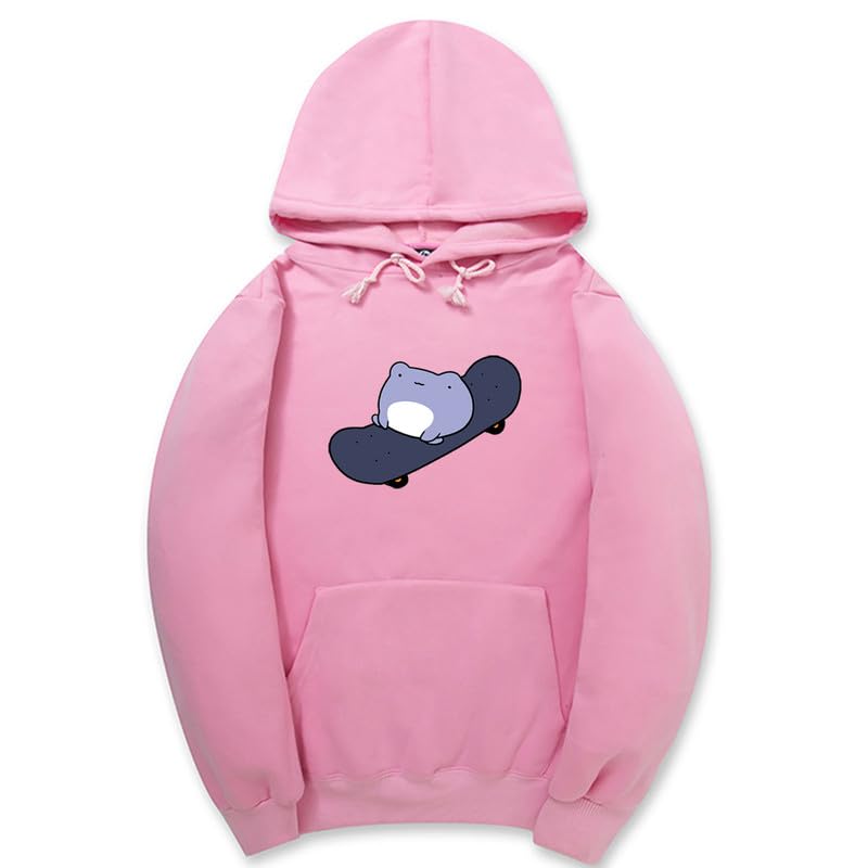 CORIRESHA Sudadera con capucha de rana linda para niñas adolescentes, manga larga, con cordón, para monopatín, Kawaii