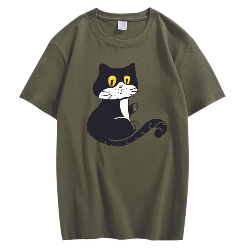 CORIRESHA Adolescente Gato Camiseta Cuello Redondo Manga Corta Suelta Suave Acogedor Lindo Tops