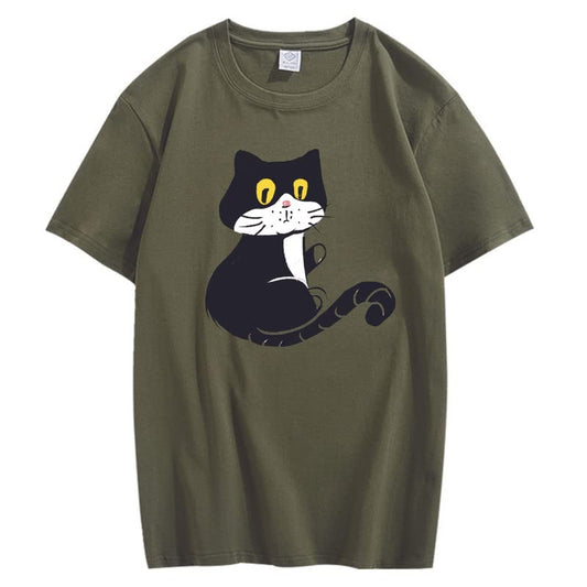 CORIRESHA Adolescente Gato Camiseta Cuello Redondo Manga Corta Suelta Suave Acogedor Lindo Tops