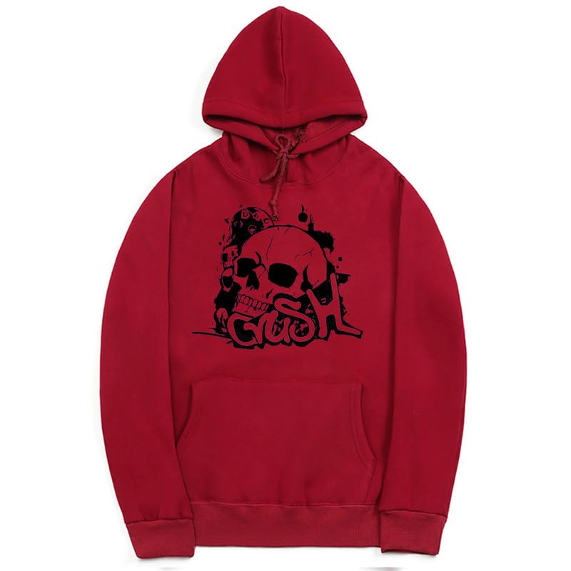 CORIRESHA Sudadera unisex con capucha de calavera de manga larga con cordón y bolsillo canguro Y2K para Halloween