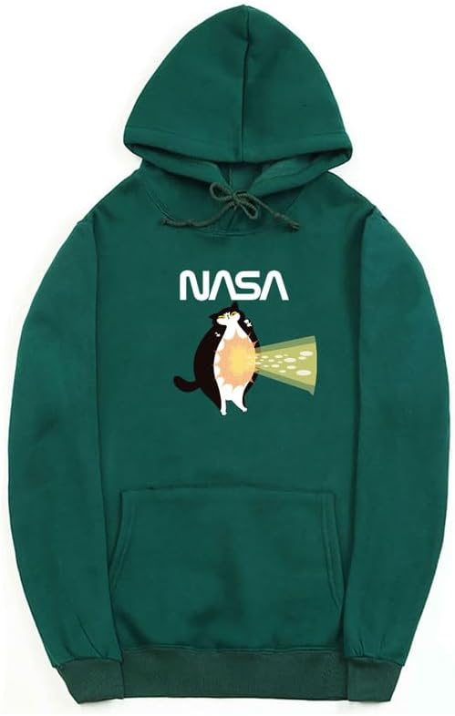 CORIRESHA Teen Cat Lover Hoodie Long Sleeve Drawstring Kangaroo Pocket NASA Sweatshirt