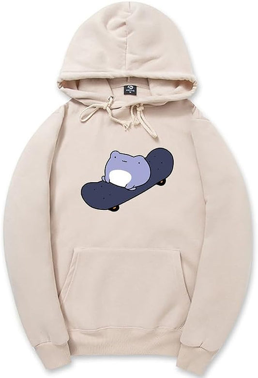 CORIRESHA Sudadera con capucha de rana linda para niñas adolescentes, manga larga, con cordón, para monopatín, Kawaii