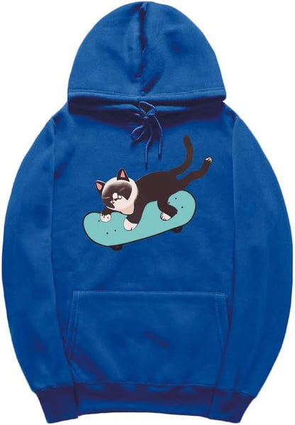 CORIRESHA Teen Cat Lovers Hoodie Skateboard Casual Long Sleeve Soft Sweatshirt With Kangaroo Pocket