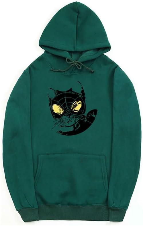 CORIRESHA Teen Cat Lovers Hoodie Long Sleeve Drawstring Casual Y2K Spider Web Sweatshirt