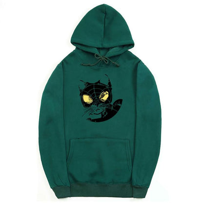 CORIRESHA Sudadera con capucha para amantes de los gatos adolescentes, manga larga, con cordón, informal, Y2K, telaraña