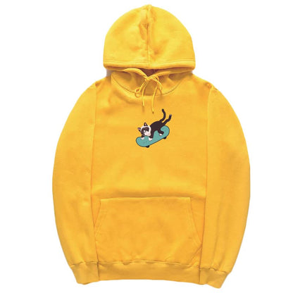 CORIRESHA Sudadera unisex divertida con diseño de gato y monopatín, de manga larga, suave y acogedora, a la moda