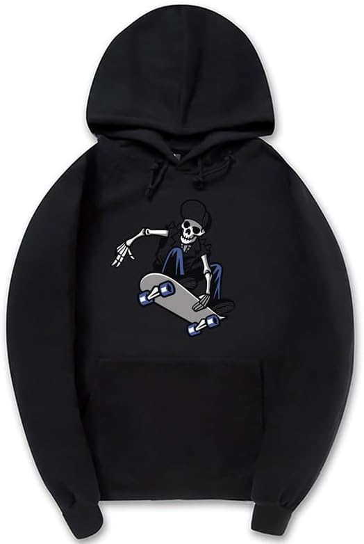 CORIRESHA Skateboard Skeleton Hoodie Long Sleeve Drawstring Gothic Y2k Aesthetic Sweatshirt