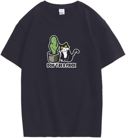 CORIRESHA Divertidos Gatos Blancos y Negros Camisetas de Cactus Ropa Casual de Verano para Adolescentes Kawaii