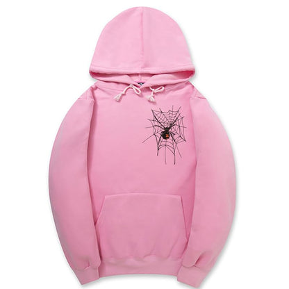 CORIRESHA Sudadera unisex con capucha de telaraña de Halloween, manga larga, con cordón, casual, estética Y2K