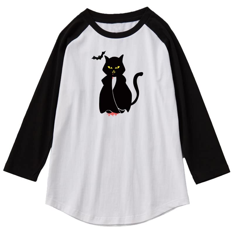 CORIRESHA Camiseta gótica de Halloween para adolescentes con manga de hombro de algodón con gatos divertidos