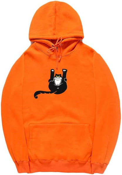 CORIRESHA Teen Funny Cat Hoodie Casual Drawstring Kangaroo Pocket Basic Cute Sweatshirt