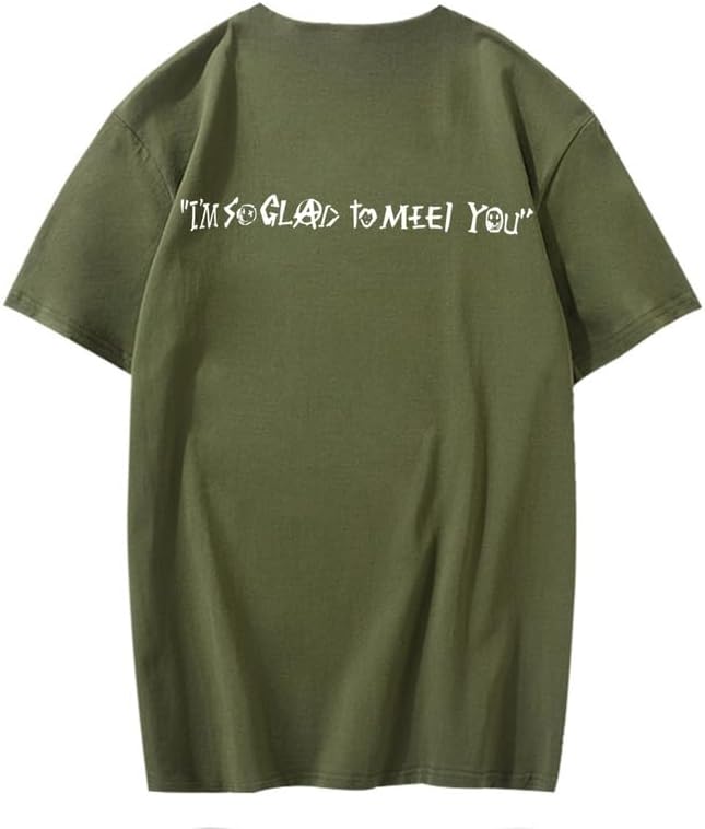 CORIRESHA Camiseta holgada de verano de manga corta con cuello redondo y estampado de letras en la espalda unisex