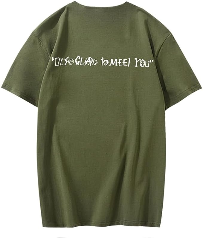 CORIRESHA Camiseta holgada de verano de manga corta con cuello redondo y estampado de letras en la espalda unisex