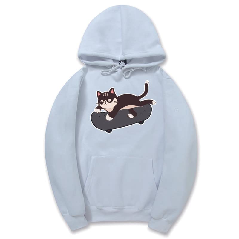 CORIRESHA Cat Lovers Cute Hoodie Skateboard Casual Drawstring Long Sleeve Unisex Sweatshirt