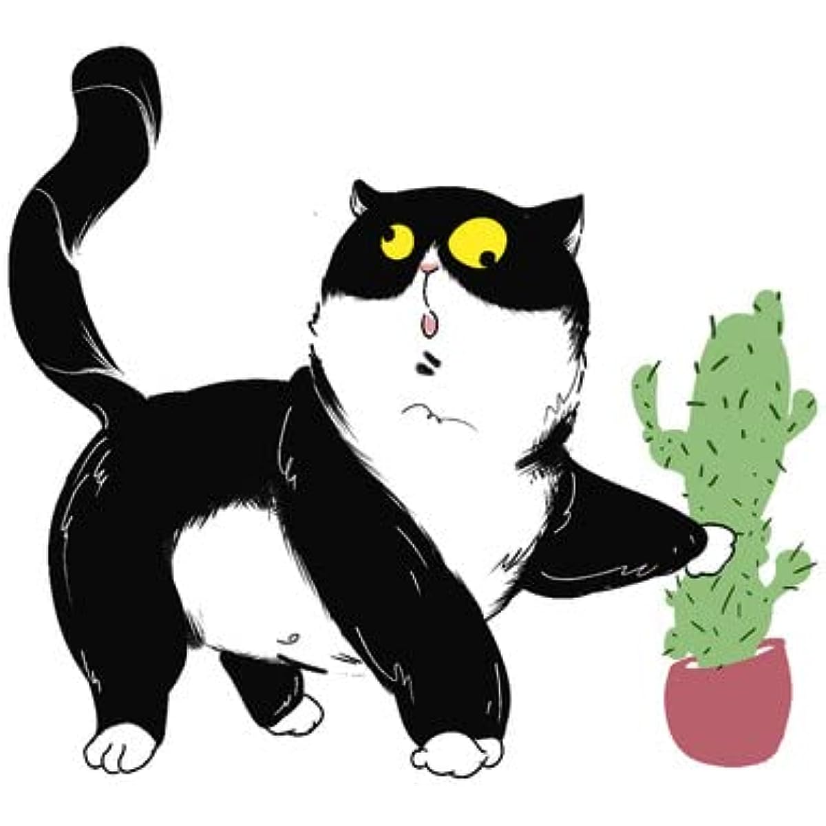 CORIRESHA Lindo Gato y Cactus Verano Manga Corta Cuello Redondo Suelto Acogedor Adolescente Camiseta