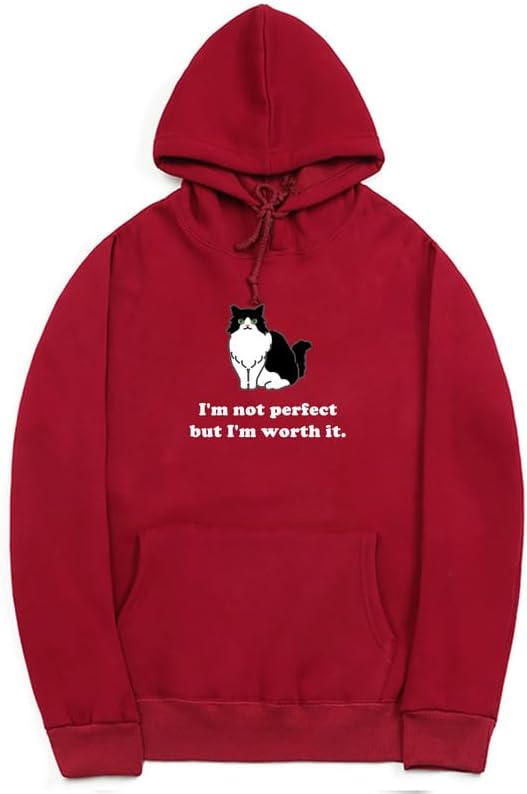 CORIRESHA Sudadera unisex con capucha de gato lindo casual de manga larga con cordón de algodón personalizada