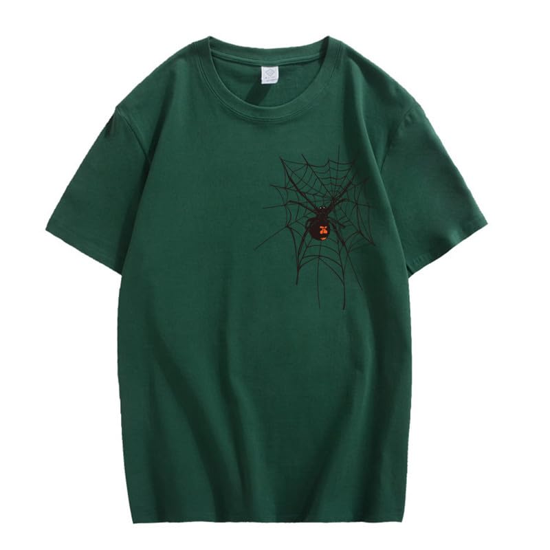 CORIRESHA Halloween Spider Web Camiseta Cuello Redondo Manga Corta Casual Adolescente Y2K Estética Ropa