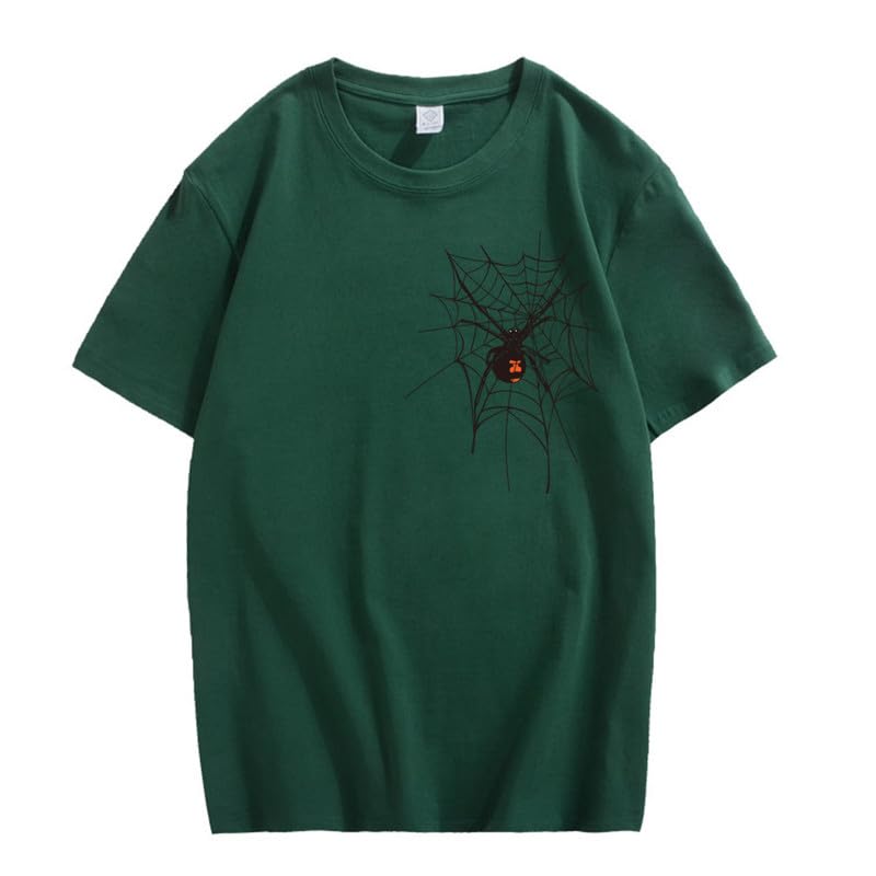 CORIRESHA Halloween Spider Web T-Shirt Crewneck Short Sleeve Casual Teen Y2K Aesthetics Clothing