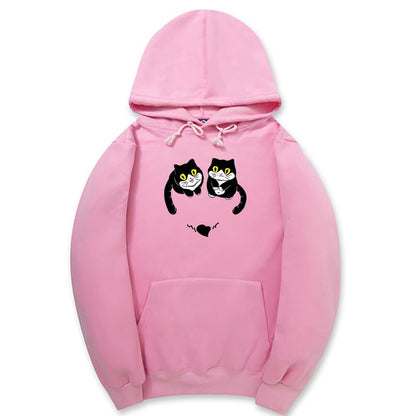 CORIRESHA Teen Cute Cat Hoodie Long Sleeve Drawstring Kangaroo Pocket Heart Sweatshirt