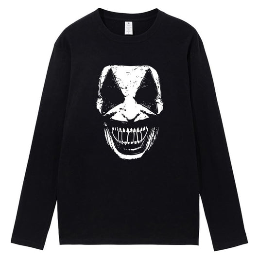 CORIRESHA Halloween Joker Crew Neck Long Sleeve Casual Cotton Teen T-Shirt